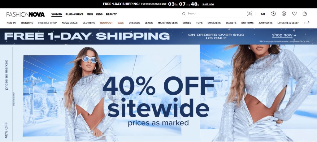 Fashion Nova Shopify website