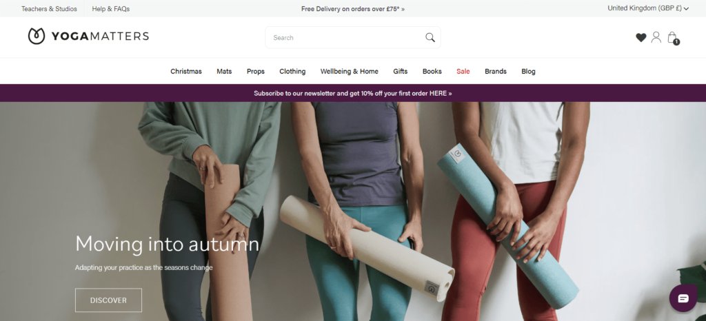 Yogamatters Shopify website