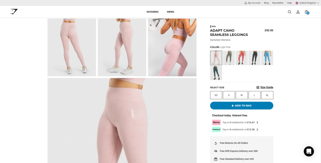 Gymshark Product Page