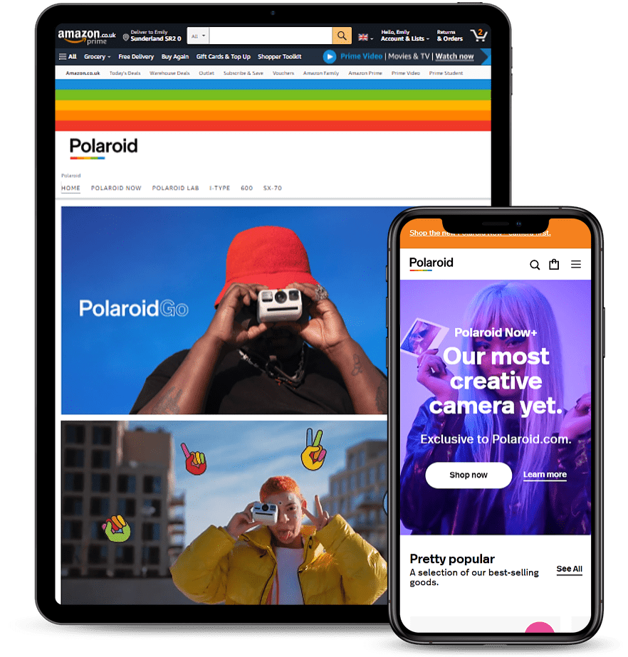 Polaroid Amazon and Shopify stores
