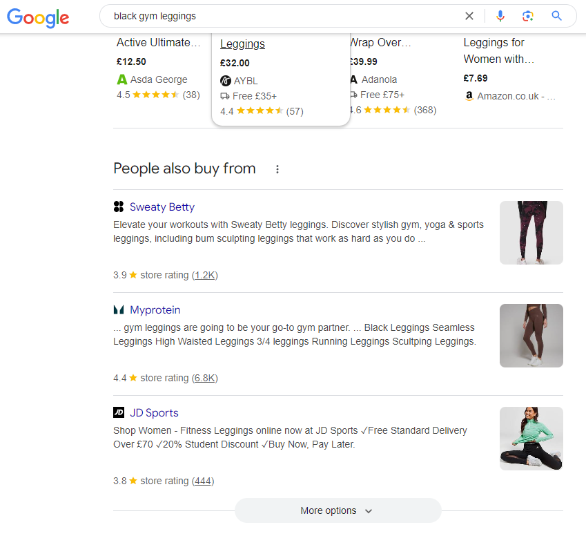 Google 'People Also Buy' section