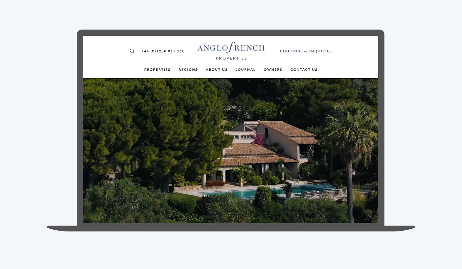 Anglo French Properties website on a laptop