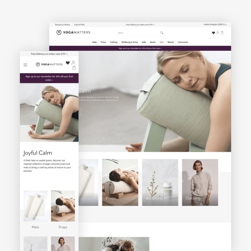 Yogamatters website on desktop and mobile