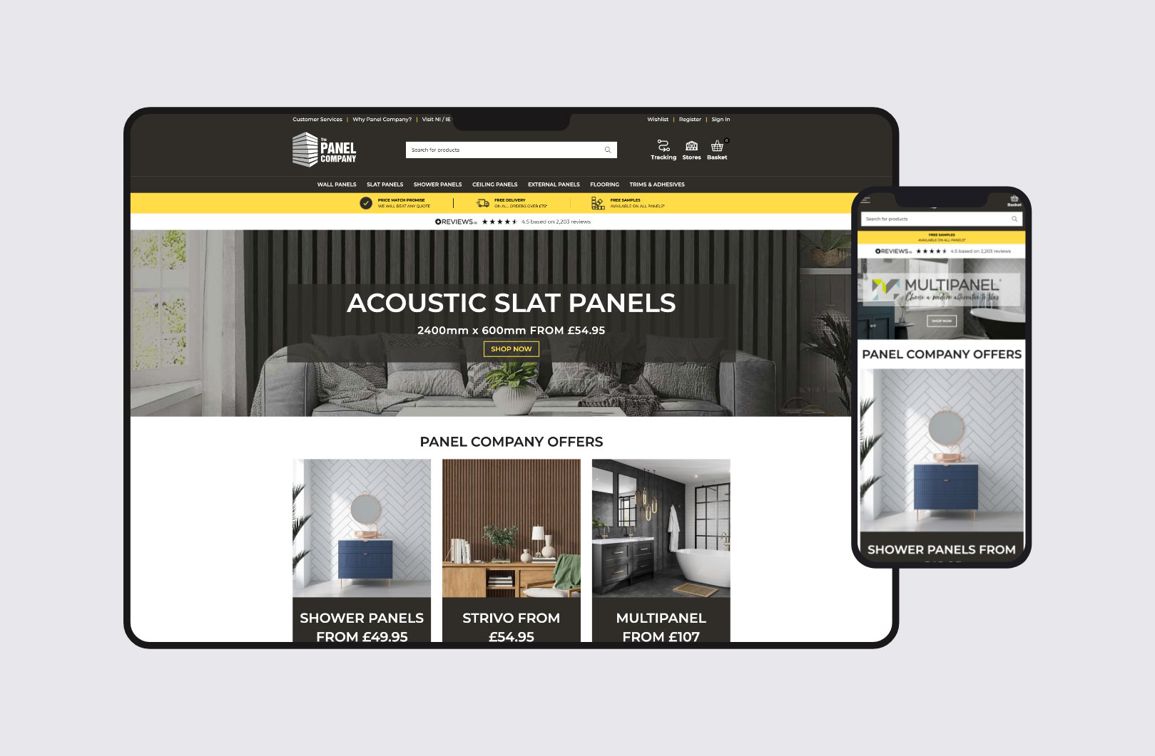 Panel Company website on desktop and mobile