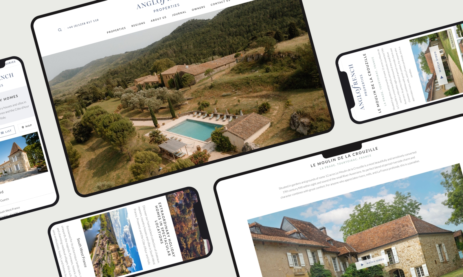 Anglo French Properties website on multiple screens
