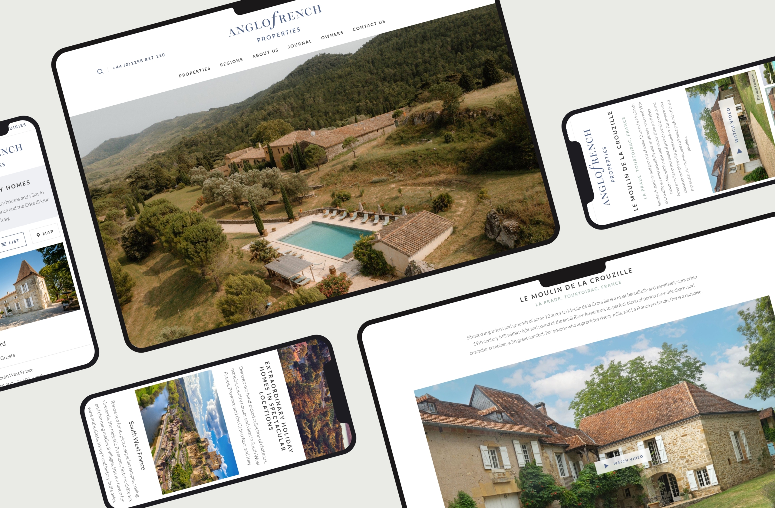 Anglo French Properties website on multiple screens