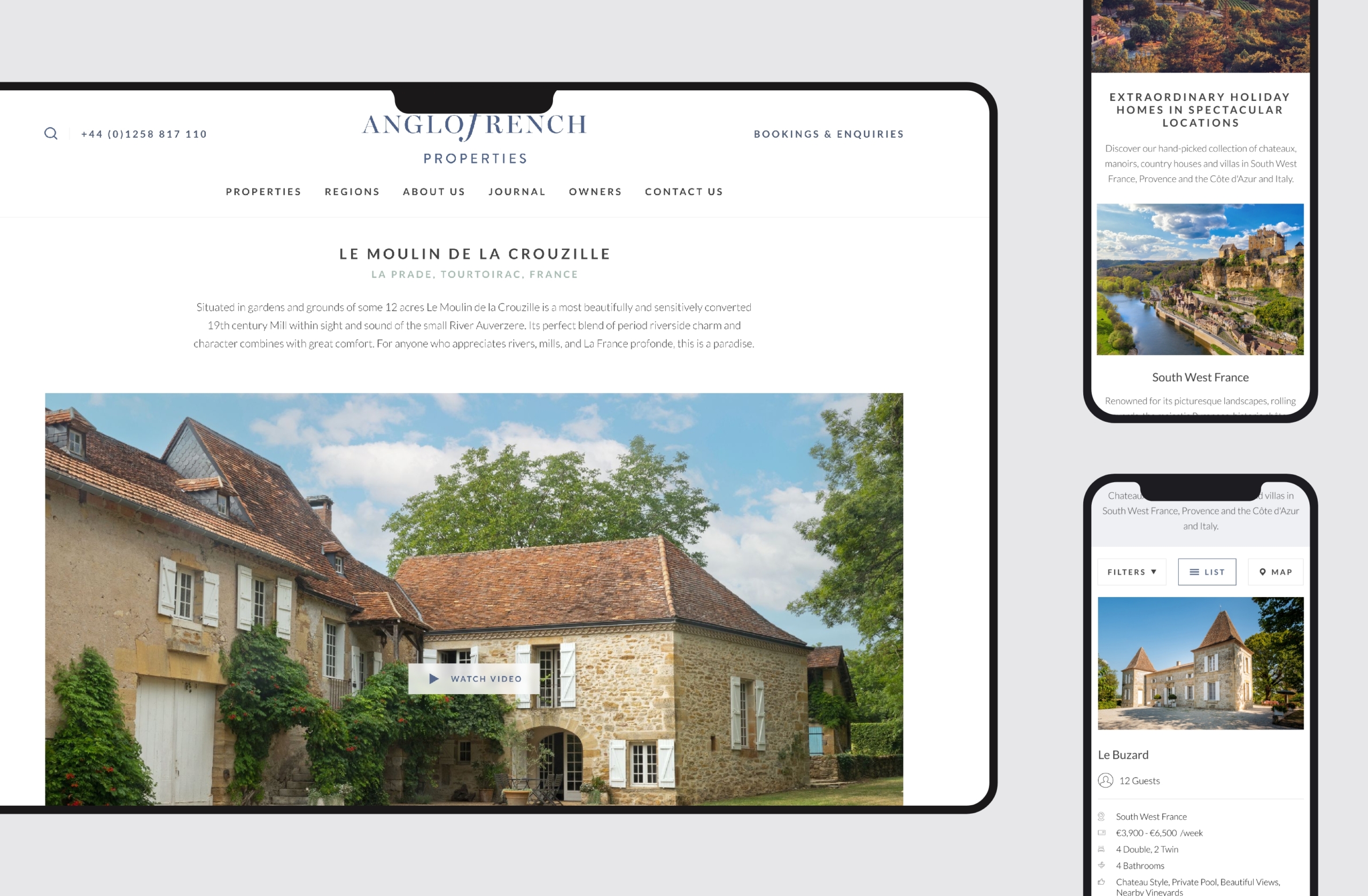 Anglo French Properties website on desktop and mobile screens