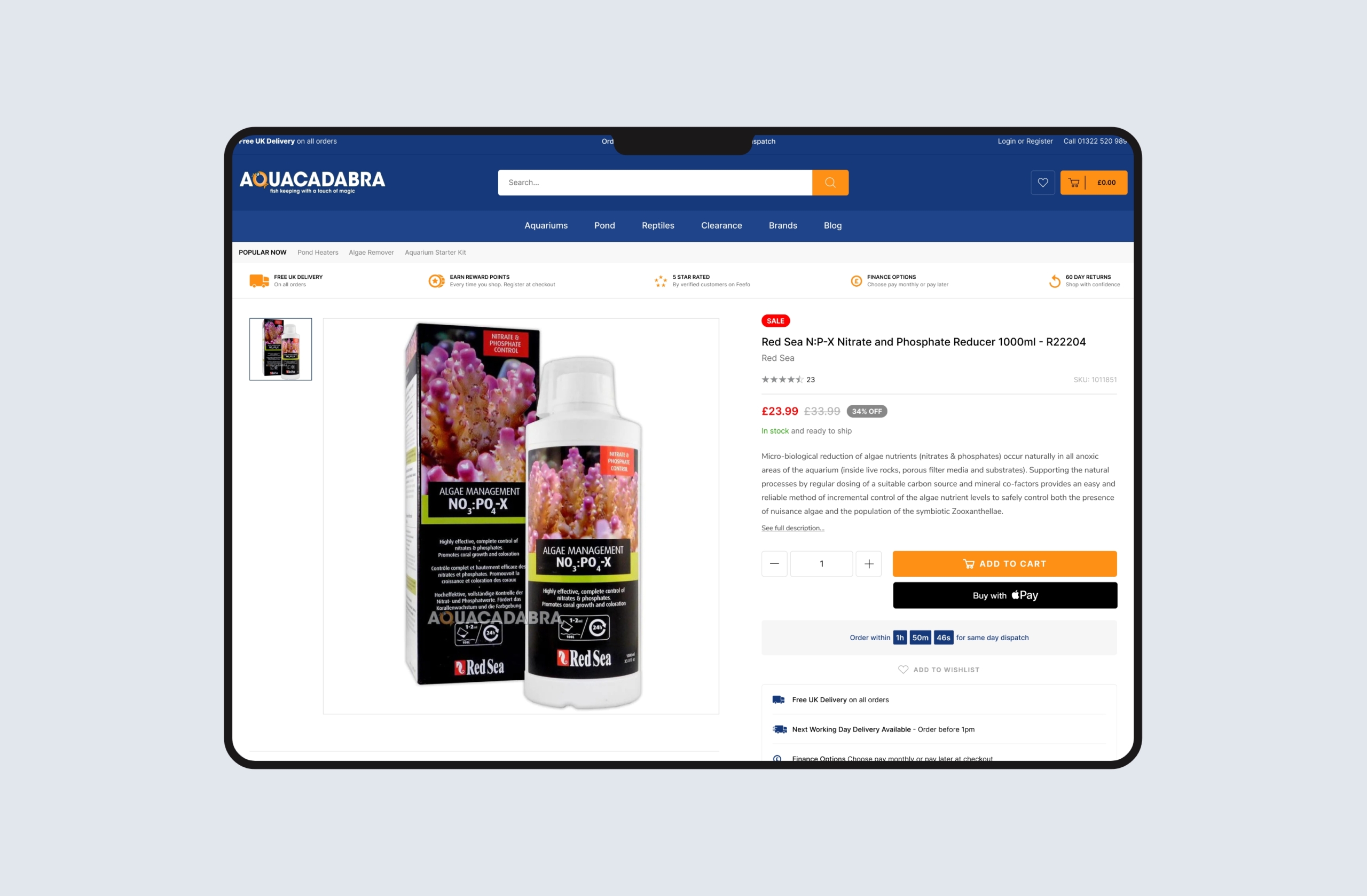 Aquacadabra website on desktop
