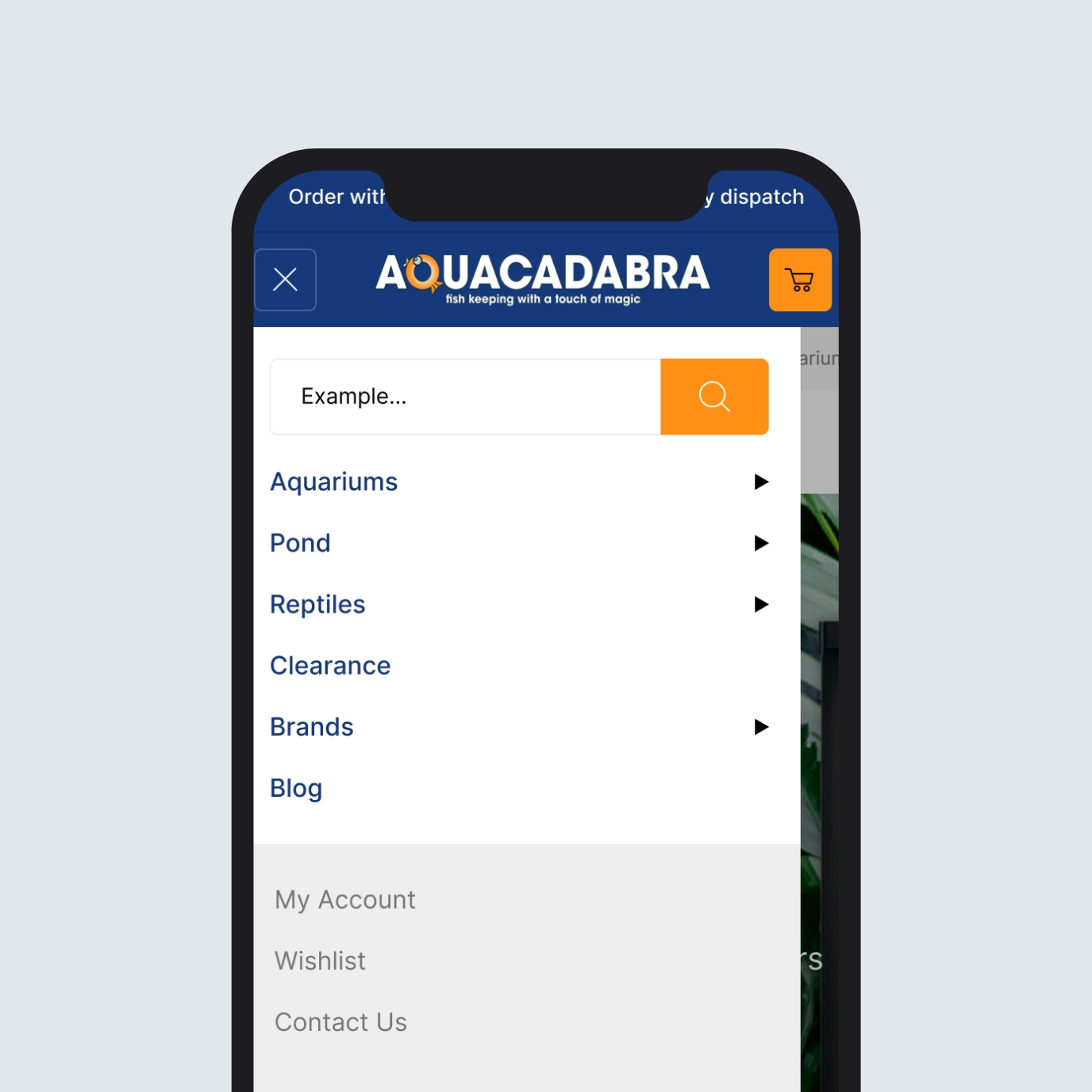 Aquacadabra website on mobile