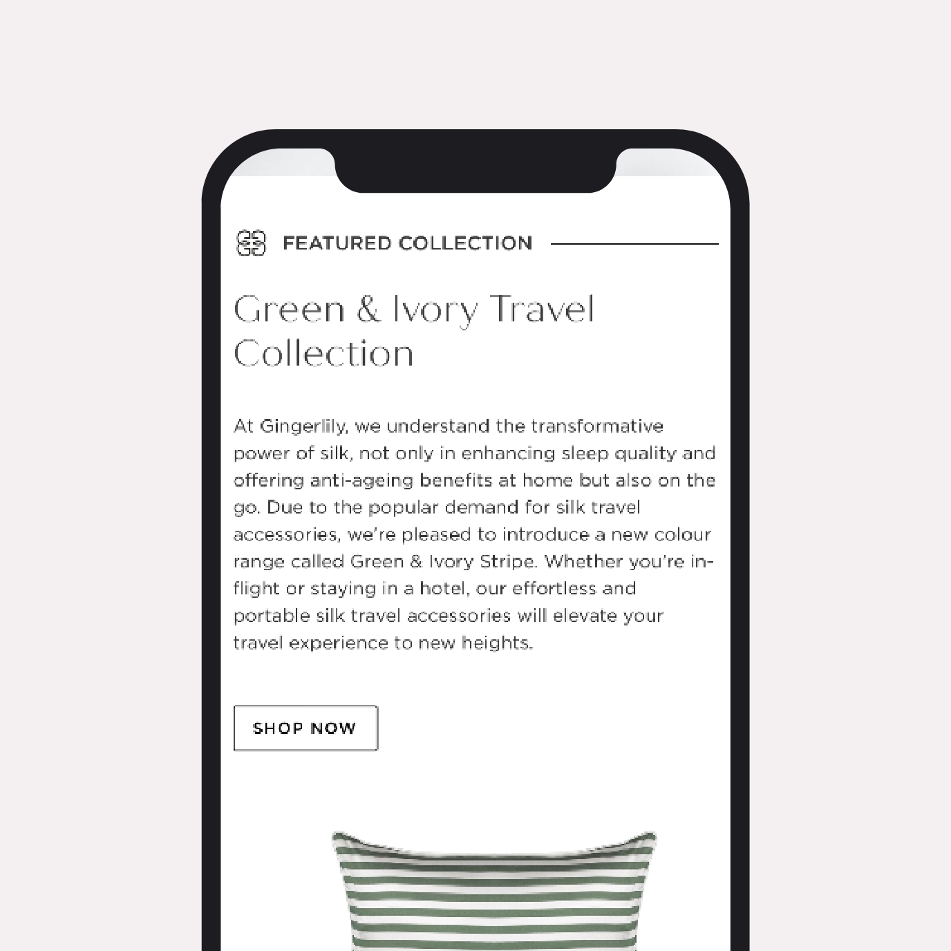 Gingerlily website on mobile