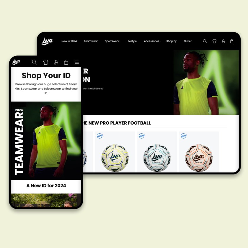 Avec website on desktop and mobile