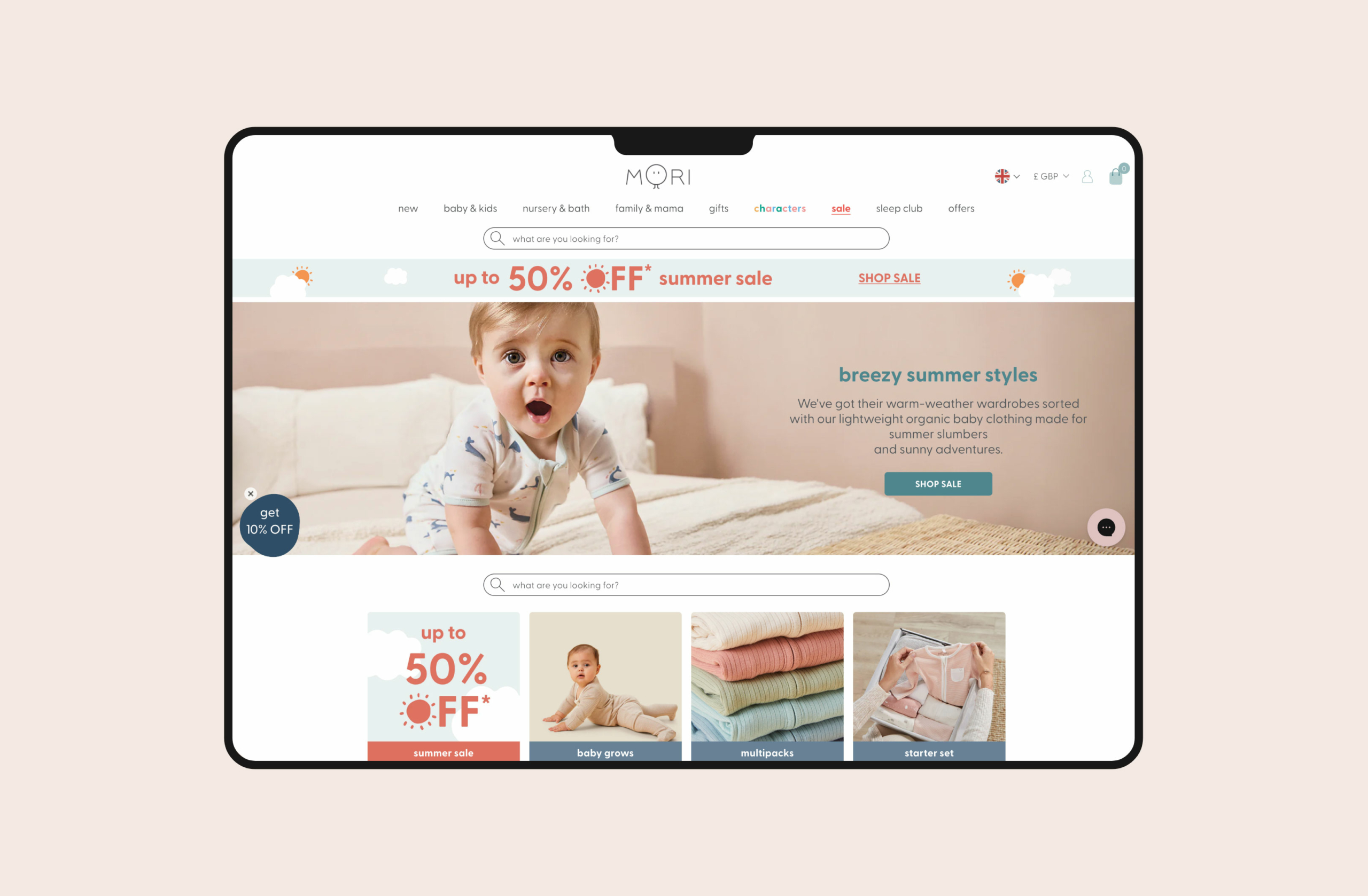 Mori website on desktop