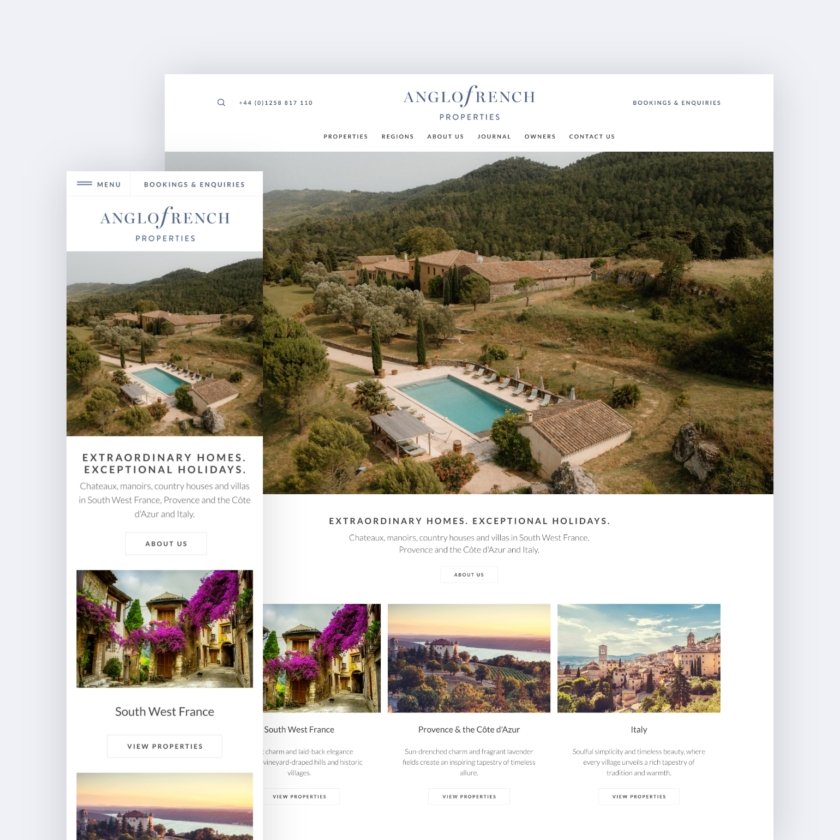 Anglo French Properties website on desktop and mobile