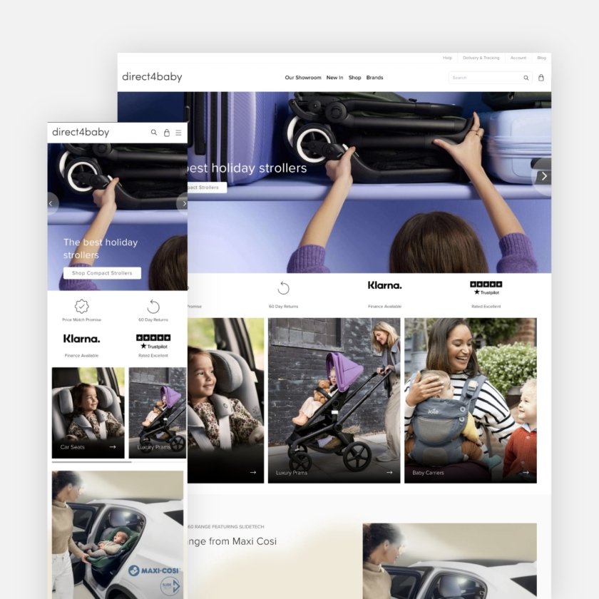Direct4Baby website on desktop and mobile