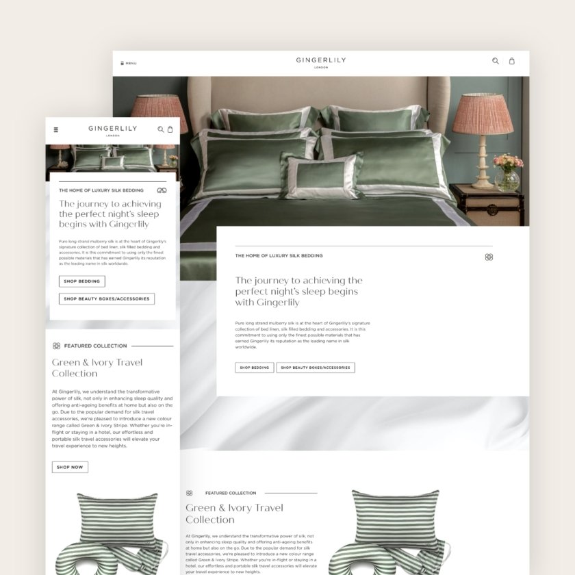 Gingerlily website on desktop and mobile
