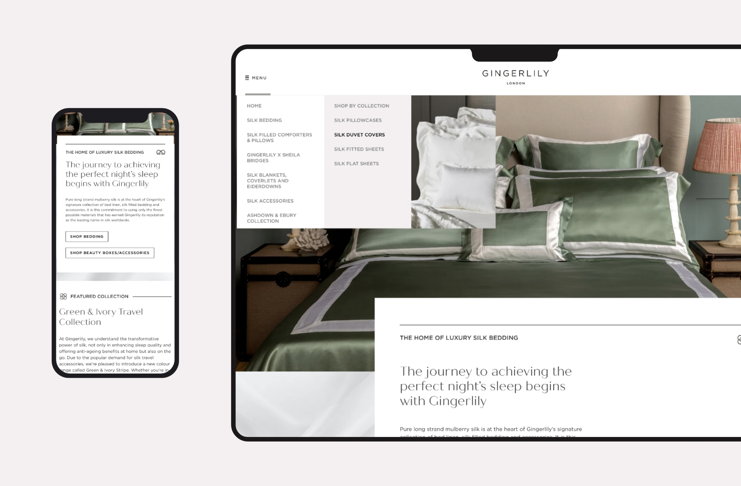 Gingerlily website on desktop and mobile