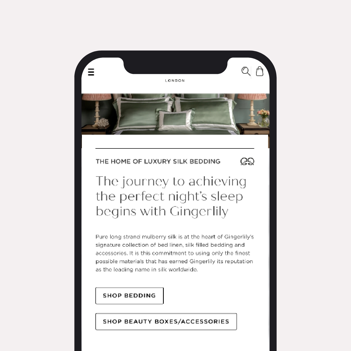 Gingerlily website on mobile