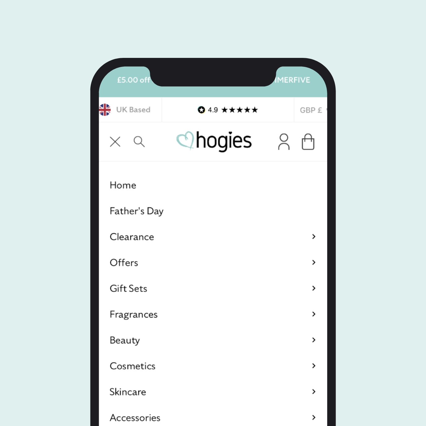 Hogies website on mobile