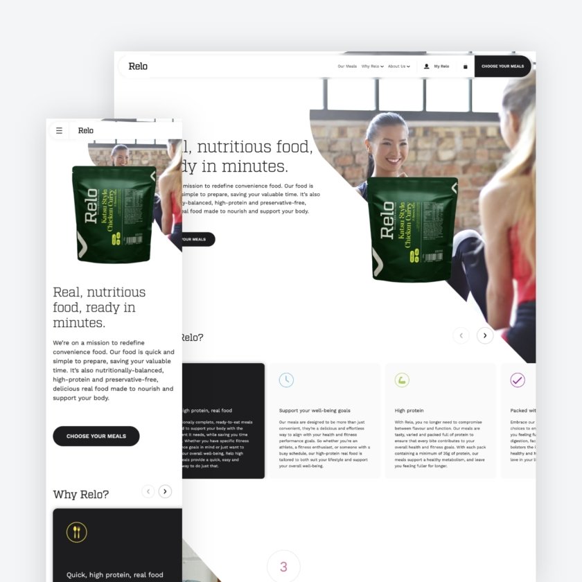Relo website on desktop and mobile
