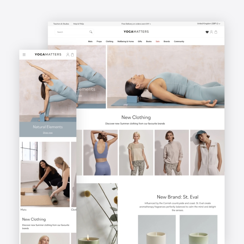 Yogamatters website on desktop and mobile