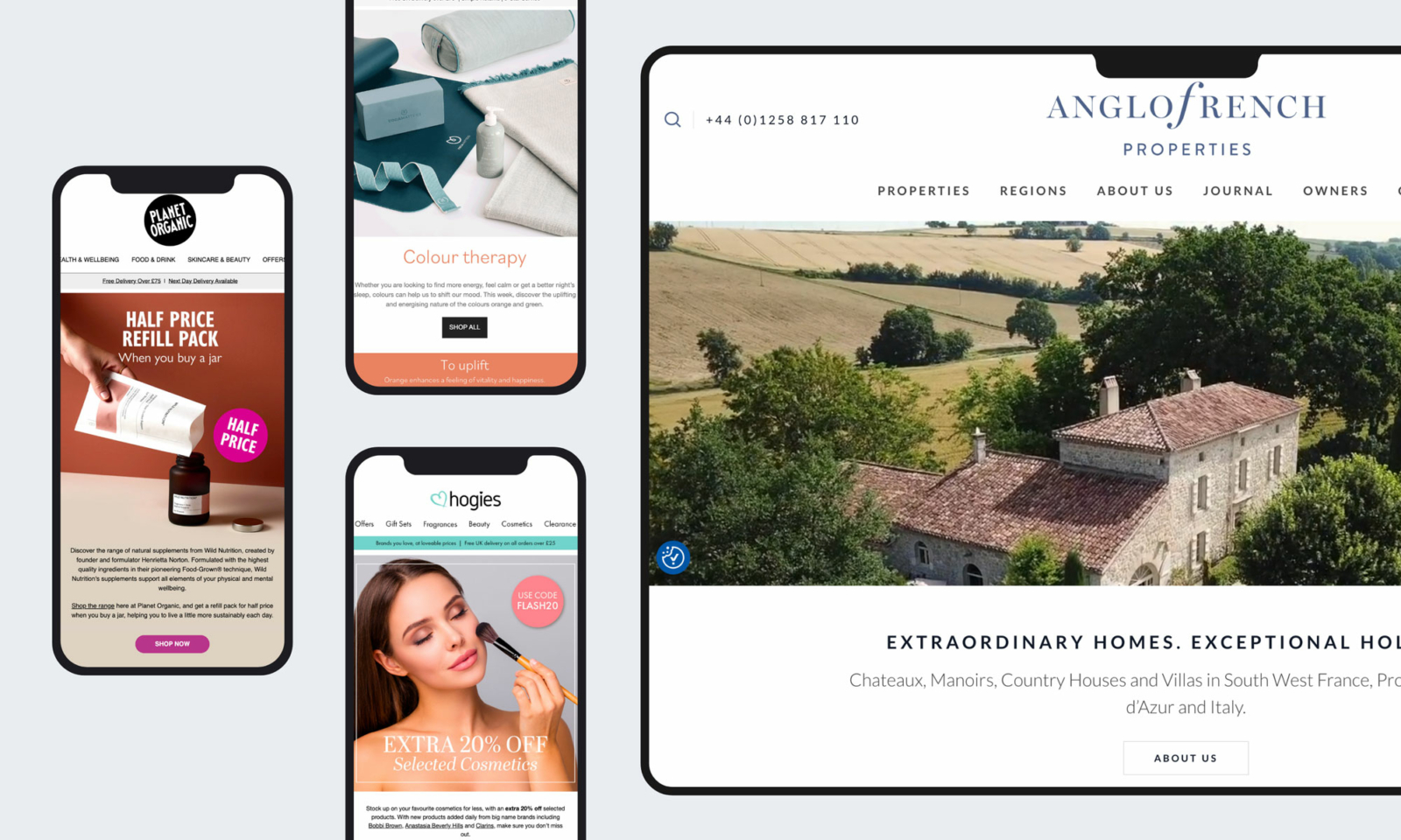 Websites on multiple screens