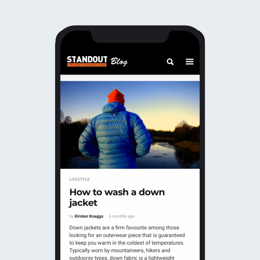 Content on the Standout fashion website