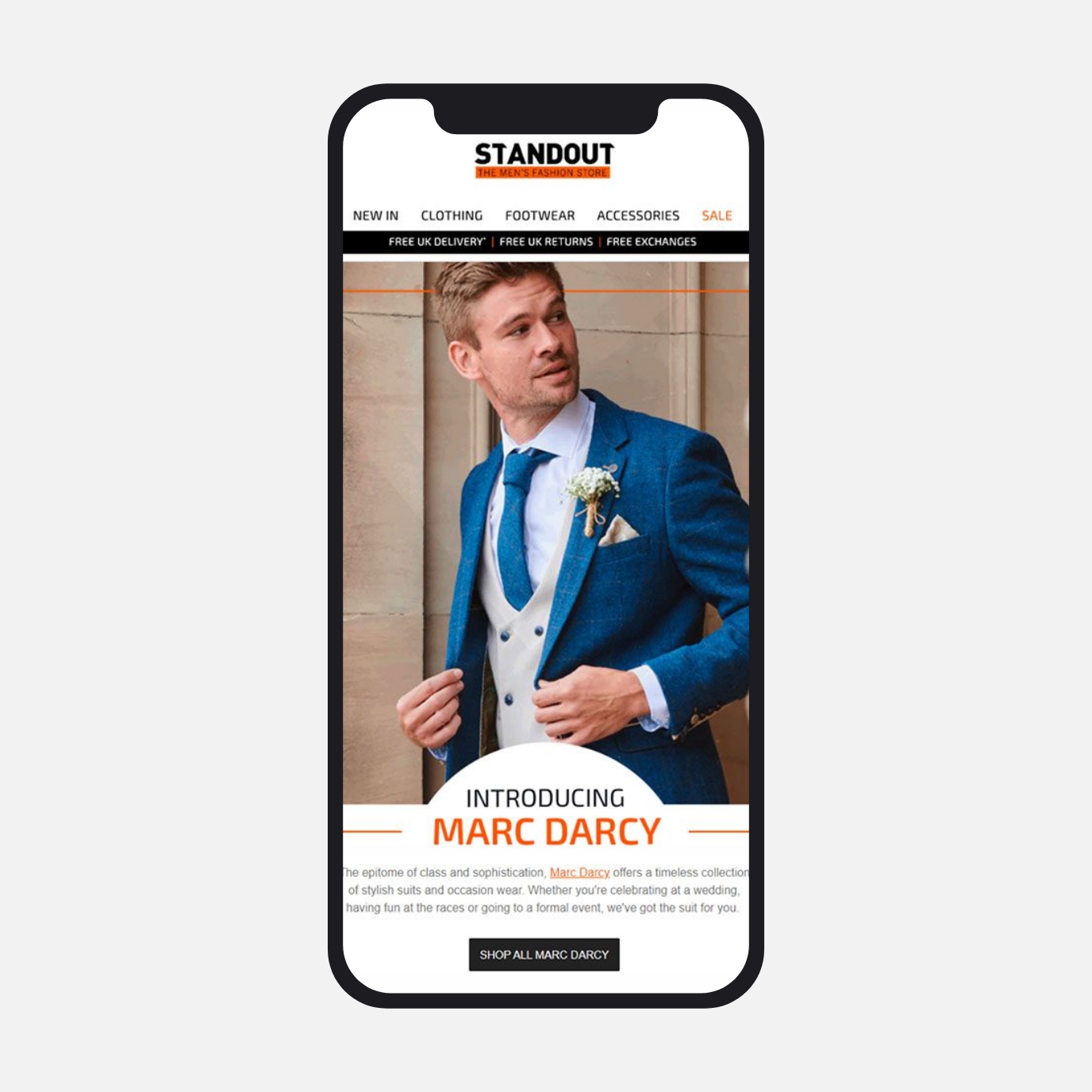 Standout email on mobile