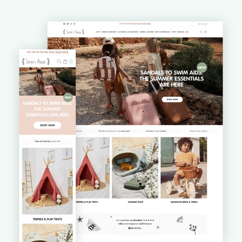 Sorens House website on desktop and mobile