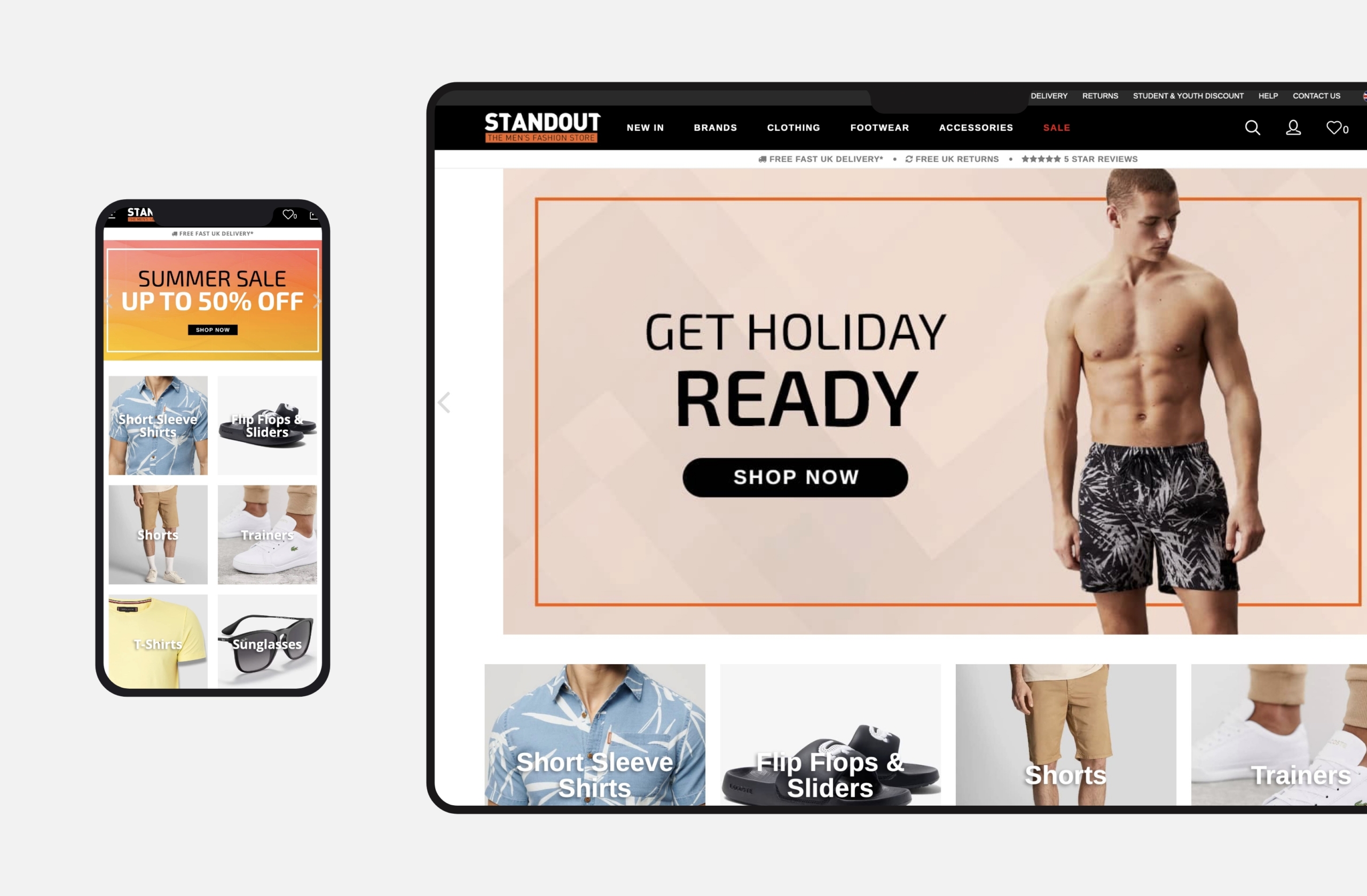 Standout website on desktop and mobile