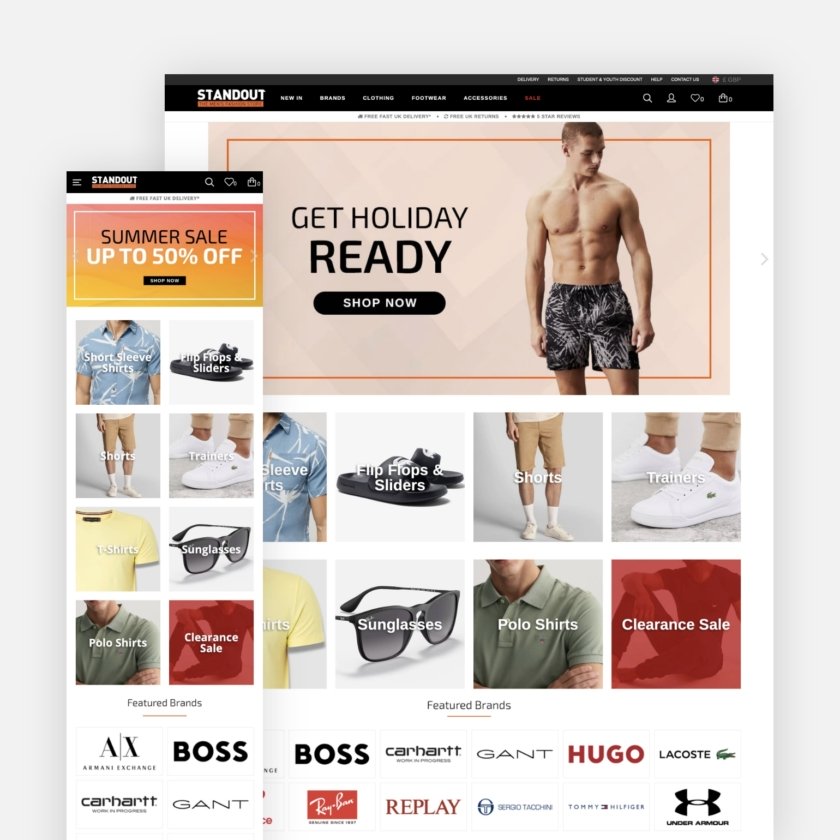 Standout website on desktop and mobile
