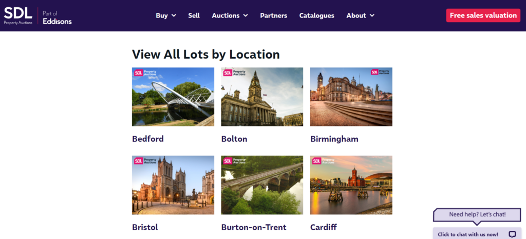 SDL Auctions local landing pages