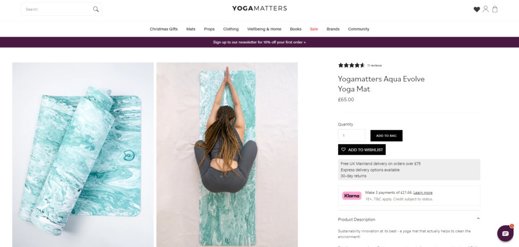 Product page example - Yogamatters