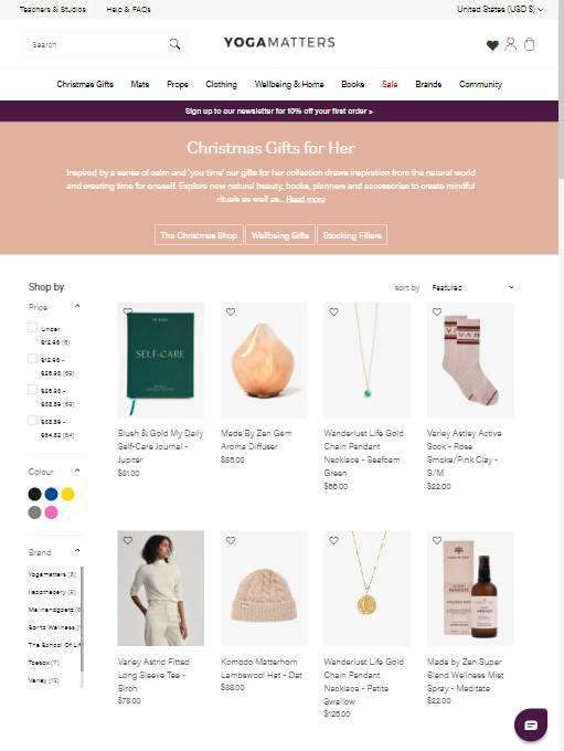 Example of international storefront on Shopify