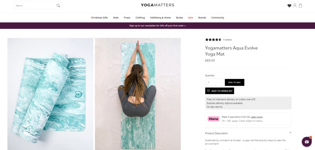 Product page example - Yogamatters