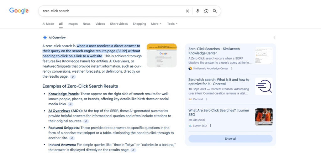 Google AI Overview example